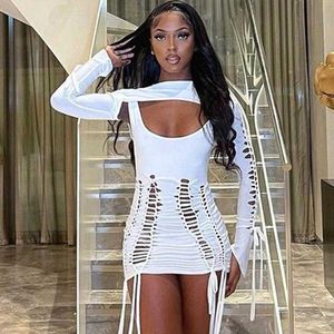 Womens Winter Fashion Sexy Backless Hollow Dress Long Sleeve Shawl Set Wholesale