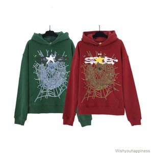 Sweatshirts Mens Womens Designer Hoodies Fashion Streetwear Sp5der Spider Web Foam Star Hunter Dark Green Maroon Crimson Trendy Hoodey Sweater