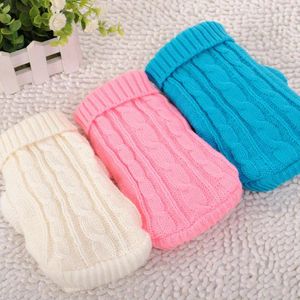 Dog Apparel Solid Color Beige Knitting Winter Sweater For Small Dogs High Necked Warm Pet Clothes Short Sleeve Overall Cotton Cats Supplies