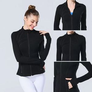 LL The same yoga jacket female definition exercise sports coat Fitness jacket sports quick-drying sportswear top Solid zipper sportswear best-selling