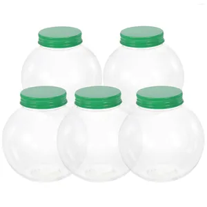 Bottiglie di stoccaggio 5 pezzi Contenitore con coperchio Barattolo di caramelle natalizie Dolcetti Bottiglia di plastica per alimenti Bevande a forma di palla Bomboniera