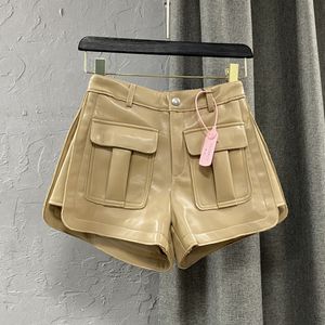 Women's Shorts PREPOMP Spring New Arrival High Waist Cargo Short Pants Loose Pockets Wide Peg Pu Shorts Casual Women GD662 230420