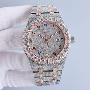 Elmaslar Erkekleri İzle Otomatik El Yapımı Mekanik Saatler 42mm Elmasla Çıkarılmış Çelik 904L Sahire Ladies Business Wristwatch Montre de Luxe 148223 ES