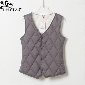 Gilet da donna UHYTGF S-5XL Gilet da donna Interno felpato Casual Caldo Autunno Inverno Gilet Cappotto Donna senza maniche Corto Capispalla in cotone