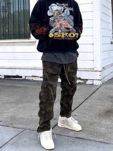 Odzież designerska Spodnie na co dzień Justin Bieber's same rhude kamuflaż spodnie męskie Trend Marka mgła główna ulica spodnie robocze z guzikami Streetwear Jogger Spodnie dresowe