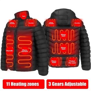 Herrjackor män uppvärmda jackor utomhusrock USB elektriska batteri långa ärmar uppvärmning huva jackor varma vinter termiska kläder 231118