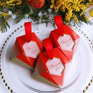 Gift Wrap Est Red Diamond Shape Candy Box Chocolate Packaging Paper Wedding Favors And Gifts Bag Party Supplies For Guests