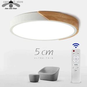 Taklampor LED Surface Mount Takljus Modern Ultra Thin Lighting Wood Lamp Fixture vardagsrum Heminredning Balkong Remote Control Q231120