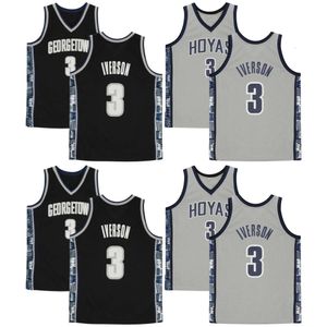 S Sl Allen Iverson Georgetown Hoyas Basketball Jersey Mitch e Ness Throwback Blue Grey Size S-XXL