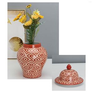 Storage Bottles Classical Ceramic Ginger Jar Flower Vase Universal Oriental Porcelain For Cafe Decor