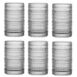 Weingläser im Vintage-Stil, Hobnail-Trinkcocktail-Set, Wasserbecher mit 6 Bargläsern für Bier, Whiskey, Milch