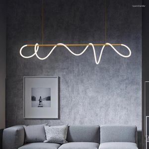 Żyrandole Nowoczesne światła żyrandola LED Linie DIY LINE LINGING Minimalistyczna lampa El Restaurant salon wiszący luminaires