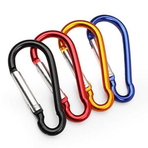 5 PCSCarabiners 5PCS Random Color Aluminium Alloy Safety Buckles Outdoor Sports Keychain Climbing Button Carabiners Camping Hiking Hooks P230420