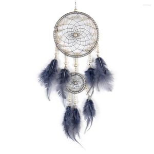 Decorative Figurines 1Pcs Leather Pink Two Ring Dream Catcher Wall Decoration Wedding Home Pendant