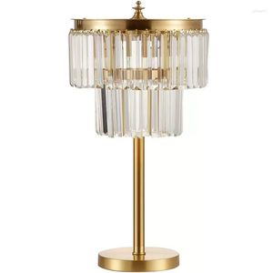 Bordslampor Europa Luxury Gold Crystal Light Lamparas Stor koppar LED Bröllopsbelysning Abajur vardagsrum Foajégolvet