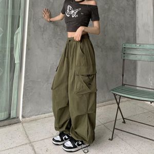 Kvinnor Pants S Ladies Baggy Cargo Streetwear Hip Hop Joggers Sweatpants Drawstring Casual Loose Wide Leg for Women 230419