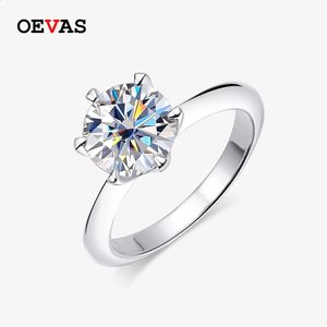 Anéis de casamento Oevas Espumantes 0,5-3 quilates para mulheres 18K cor de ouro branco 100% 925 prata esterlina casamento joias finas presentes231118