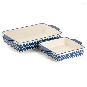 Piatti Thyme Tavola Stoare Quadrati Rettangolari Baker Fantasia Blu Set 2 Pezzi