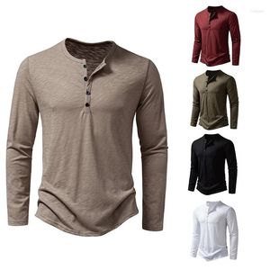 Camisas masculinas 2023 primavera e outono manga longa t-shirt bambu comum algodão polo camisa moda homens