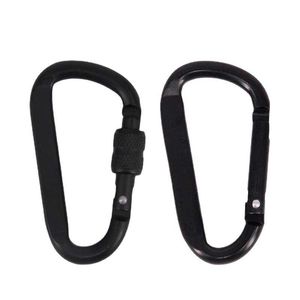 5 PCSCarabiners 1Pc 7cm Aluminum Alloy Carabiner Black D-Ring Key Chain Clip Camping Keyring Snap Hook Outdoor Travel Kit GYH P230420