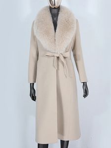 Women's Down Parkas Real Fur Coat Winter Jacket Women Natural Collar Cashmere Wool Blends Long Outerwear Ladies Fashion Streetwear 231120