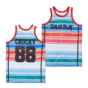 Filme de basquete de filme 1988 Chucky 88 Child's Play Jersey High School Summer Brial respirável Hiphop para fãs de esportes Pure Cotton College Camisa Hiphop Team White