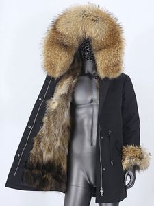 Mulheres Down Parkas À Prova D 'Água Homens Long Parka Jaqueta de Inverno Natural Real Guaxinim Casaco de Pele Gola Com Capuz Grosso Quente Moda Streetwear 231120