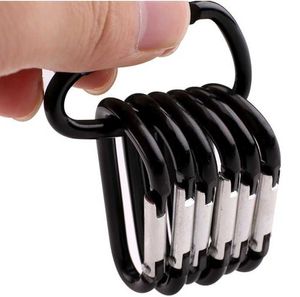 5 PCSCarabiners Premium Black Aluminum Alloy D Carabiner Spring Carabiner Hooks Keychain Climbing New Outdoor Climbing Camping Hiking P230420