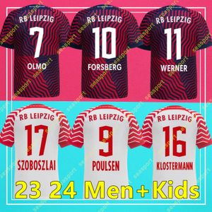 2023/2024 RBL Soccer Jerseys Leipziges Home SILVA NKUNKU SZOBOSZLAI POULSEN ANGELINO ADAMS OLMO KLUIVERT HAIDARA LAIMER MORIBA Männer Kinder Kits Fußballtrikot
