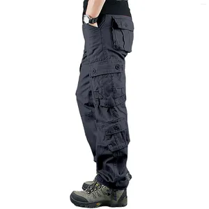 Pantaloni da uomo Multitasche Cargo Abbigliamento casual da esterno Gamba dritta ampia 8 Borsa Piccola L