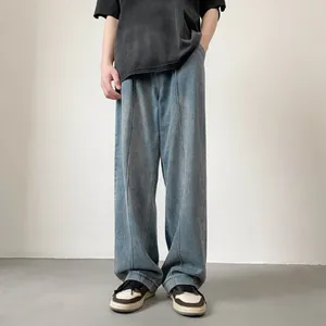 Pantaloni da uomo Jeans oversize alla moda Pantaloni Demin larghi versatili vintage a gamba larga casual Tinta unita di grandi dimensioni