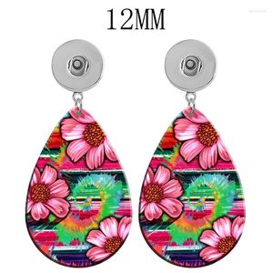 Brincos Dangle Mom Girls Flor 12mm 18mm Snap Button Drop gota acrílico Earrap Ear Stud Diy Jóias V2360