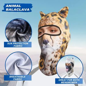 Ciclismo Caps Máscaras Halloween Cat Dog Balaclava Capa Realista Animal Face Máscara para Esquiar Equitação 231120