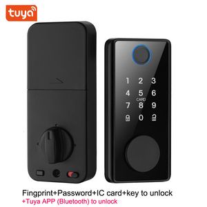 SMART LOCK SMART Deadbolt Locks of Tuya Bluetooth App Biometriskt fingeravtryck Lösenord Keyless Inträdesdörrlås 230419