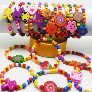 Bangle Wholesale 30pcs Kid Wood Lovely Bracelet Girl Birthday Party Gift Favor Jóias