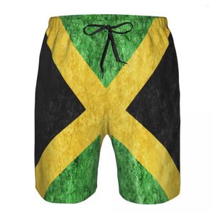 Shorts masculinos homens praia de secagem rápida troncos de natação jamaica bandeira metálica roupa de banho maiô beachwear banho