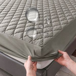 Mattress Pad Waterproof Throw Cover Bed Fitted Sheet Protector Single Double 140 160 Muti Size Gray White 231120