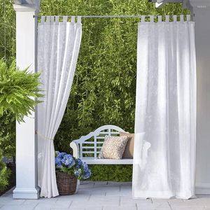 Kurtyna Outdoor Sheer Curtains Wodoodporna Tab Top White Drape na kabinowe drzwi patio