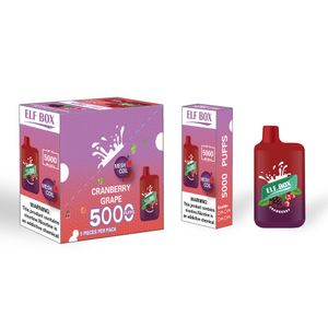 Original ELF BOX 5000 Puff Cigarrillos electrónicos desechables 1.2ohm Bobina de malla 12 ml Pod Batería Recargable Cigarrillos electrónicos Puff 0% 2% 3% 5% Pluma vape desechable SKE 5K