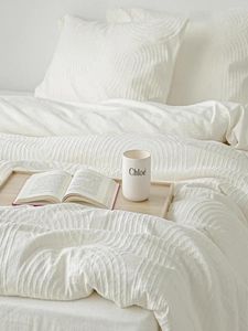 Sängkläder sätter japan stil wabi-sabi premium vit bomullsäng linne