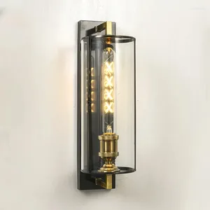 Wall Lamps High Quality Cylindrical Glass Lamp Bedroom Bedside Corridor Staircase Living Room Background Black Simple