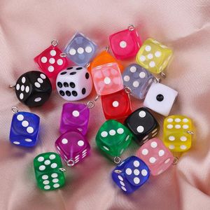 Charms 10pcs 14 Acrylic Transparent Color Resin Dice Pendant DIY Earrings Necklace Key Chain Bag Accessories