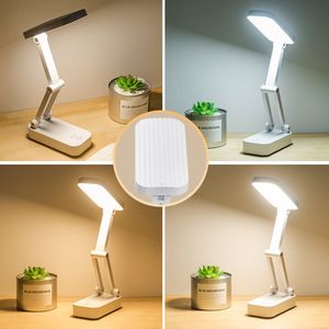 Lâmpada de mesa dobrável portátil led proteção para os olhos lâmpada usb recarregável regulável luz noturna 3 temperatura cor