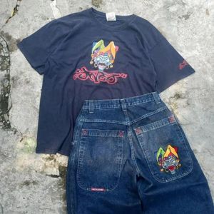 Mulheres Camisetas JNCO American Clown Imprimir Careta Em Torno Do Pescoço T-shirt Para Homens E Mulheres Oversized Casal Tops Harajuku Rua Goth Verão