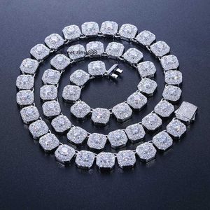 Vendita di gioielli hip-hop da uomo in argento sterling 10mm con catena da tennis quadrata ghiacciata Sier Vvs Moissanite con diamanti
