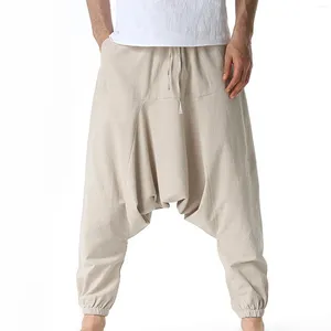 Men's Pants 2023 Men Harem Hip-Hop Drop Crotch Cotton Joggers Wide Leg Trousers Chic Loose Pantalones Hombre Streetwear