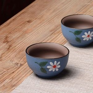 Kupalar Japon tarzı retro mor kum çay bardağı üst düzey hanehalkı enfes tek küçük taze çiçek desen aksesuarları