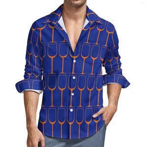 Camisas casuais masculinas Gator Wine Glasses Street Shirt Man Wines Lovers