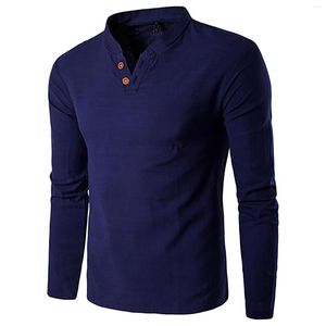 Herren T-Shirts Herren 2023 Frühlingsmode Herren Langarm V-Ausschnitt Lässige Strandhemd Kleidung Große Größe Chemise Homme