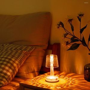 Night Lights Bedside Lamp Crystal Decorative Battery Powered Projection Atmosphere Bedroom Light Lighting Tool Ornament